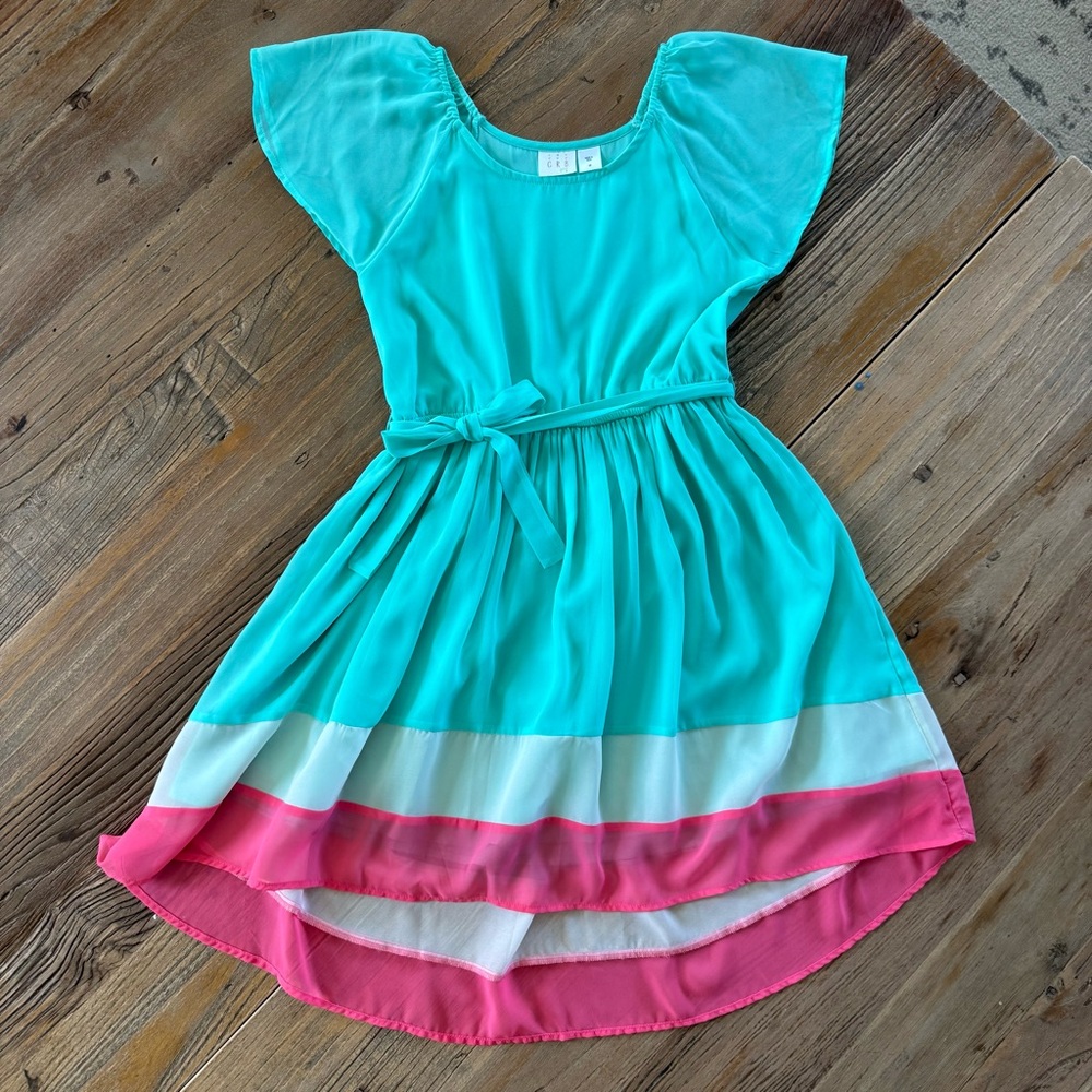 Chic Blue and Pink Casual Dress